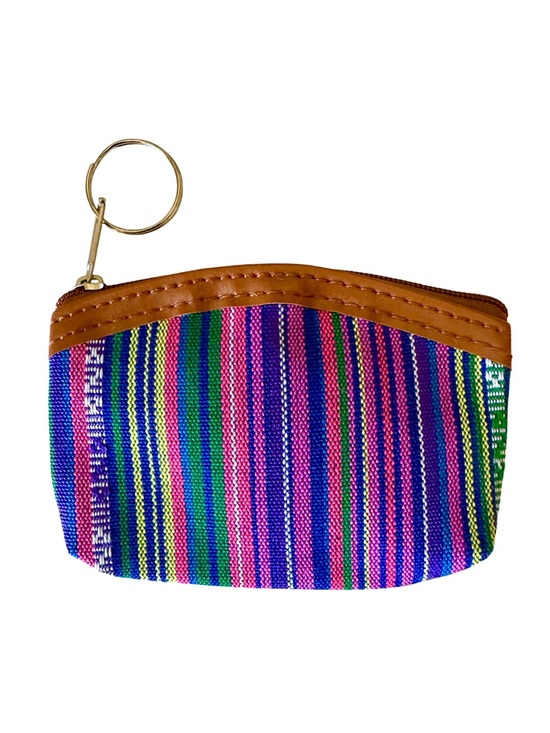 Handbags - ⭐️ 5 for $25 Striped Woven Canvas Keyring Coin Pouch in Multicolor with Zipper